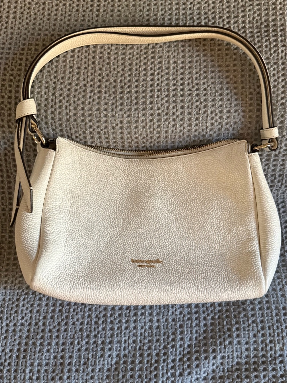 kate spade Cream Pebbled Leather Shoulder Bag with Gold Logo